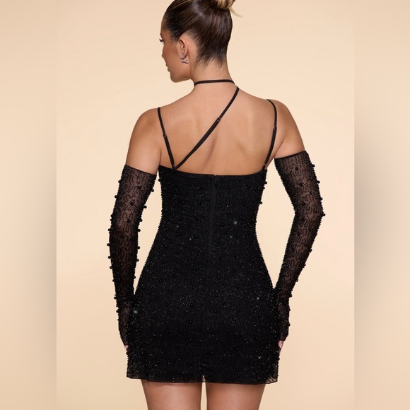 Oh Polly Embellished Asymmetrical Corset Dress in Black (size 4) - Picture 2 of 4